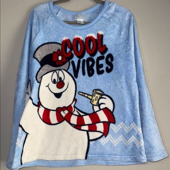 Blue and White Graphic Sleep Sweatshirt Cool Vibes - Picture 1 of 7